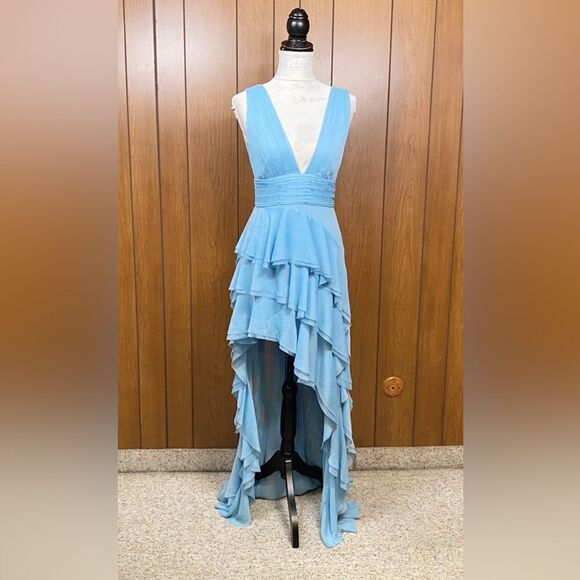 Alice + Olivia Asymmetric Ruffled Maxi Dress size 4 - Picture 6 of 15
